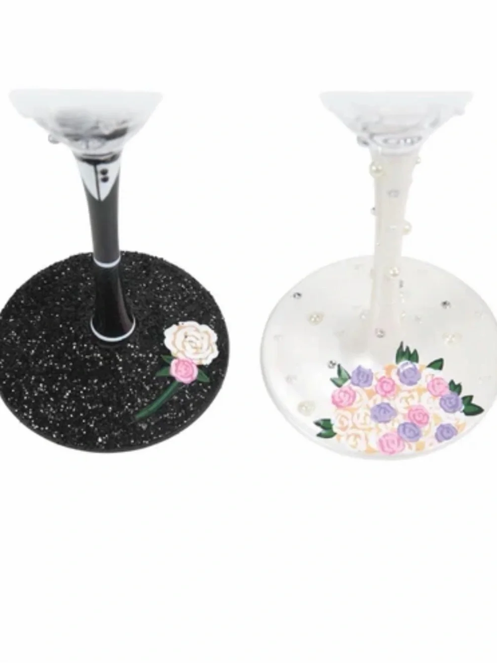 Lolita® “Love My Wine” Bride & Groom Hand-Painted Wine Glass Set